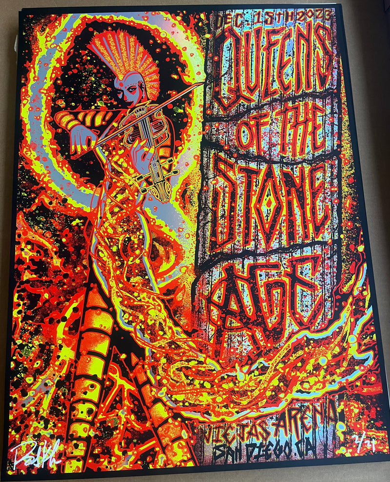 Queens Of The Stone Age Gig Poster San Diego 2022 Brad Klausen Foil Variant