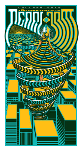 Pearl Jam Gig Poster, Lollapalooza, Sao Paulo, Brazil 2013 by Brad Klausen