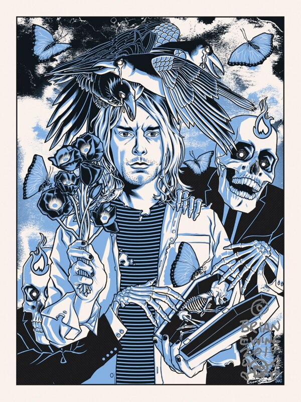 Kurt Cobain, Heart Shaped Box Screenprint Poster by Brian Ewing
