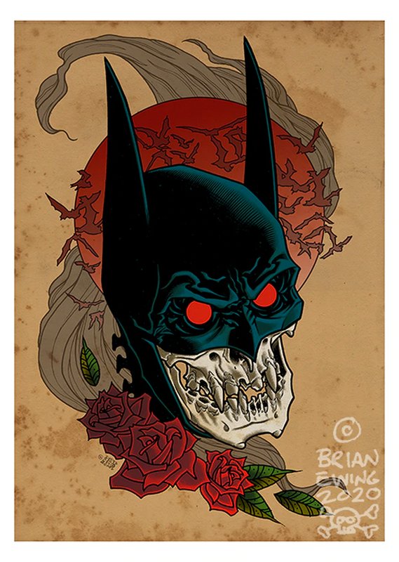 Batman, Red Rain Giclee Art Print by Brian Ewing