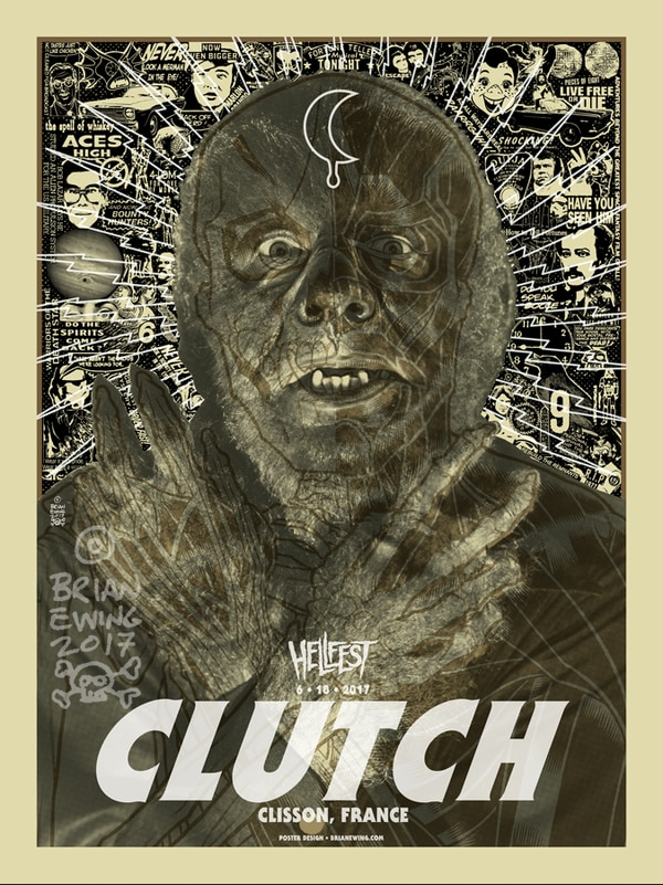 Clutch Hellfest, France 2017 Gig Poster by Brian Ewing